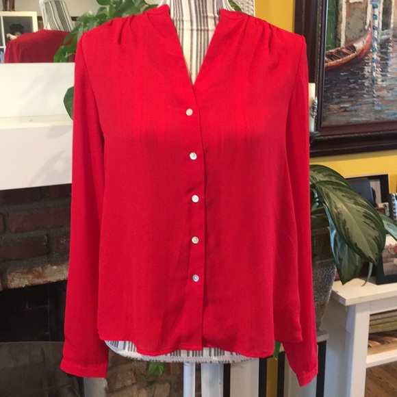A NEW DAY RED PLEATED LONG SLEEVE SHIRT - Picture 1 of 8